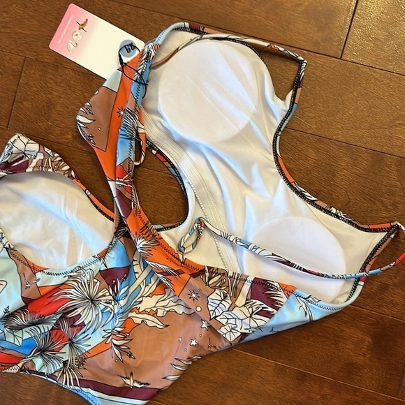 Oceanus designer one piece tropical cutout swimsuit in size S. NWT - Picture 5 of 7